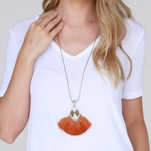 Boho Tassel Fringe Necklace Hippie Long Beaded! - Picture 2 of 3